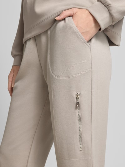 monari Stoffen broek van viscosemix met ritszak Taupe - 3