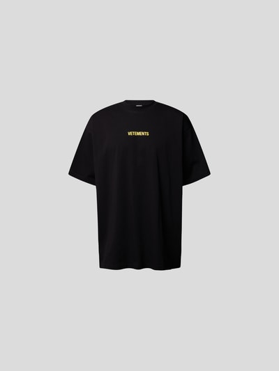 VETEMENTS Oversized T-Shirt mit Label-Print Schwarz 2