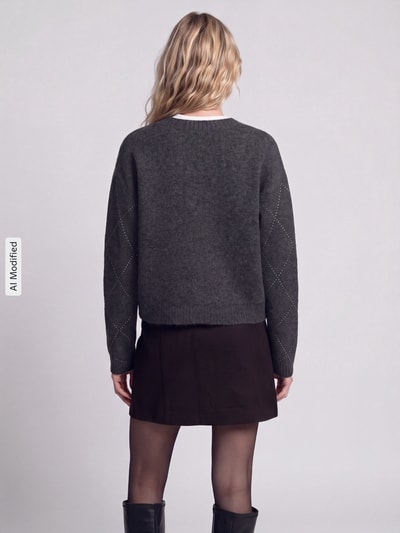 Jake*s Collection cardigan met wol Donkergrijs - 5