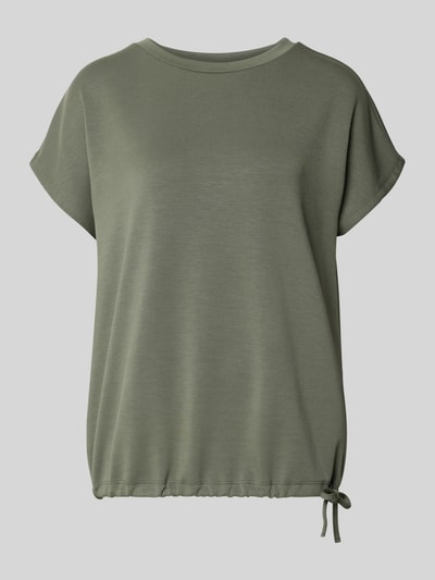Produktfoto, T-Shirt mit Rundhalsausschnitt von Soyaconcept in Olivgrün, Material-Mix mit Modal-Anteil, Regular Fit, Kappärmel, Tunnelzug
