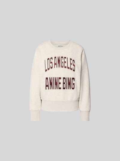 Produktfoto, Oversized Sweatshirt aus Baumwoll-Mix von Anine Bing in Beige mit Rundhalsausschnitt, Label-Stitching, elastische Abschlüsse.