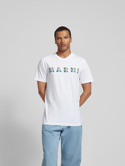 Marni T-Shirt mit Label-Print Weiss 4