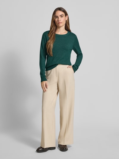 Vila Gebreide pullover met ronde hals, model 'Viril' Donkergroen - 1