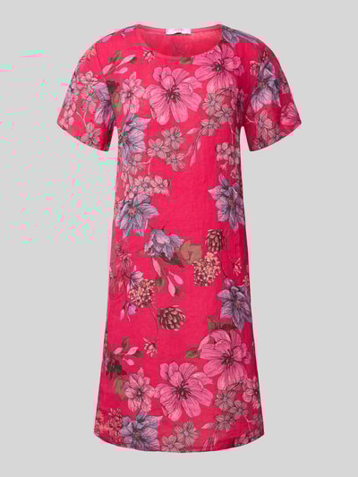 ZABAIONE Knielanges Leinenkleid mit Rundhalsausschnitt Pink 2