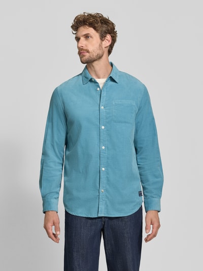 Scotch & Soda Regular fit vrijetijdsoverhemd met labelpatch model 'CORDUROY' Turquoise - 4