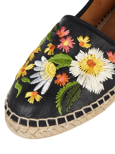 Maypol Espadrilles aus Leder mit floralen Stickereien Black 2