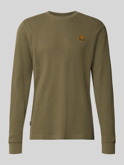 PME Legend Regular Fit Langarmshirt aus Baumwolle mit Waffelstruktur Oliv 2