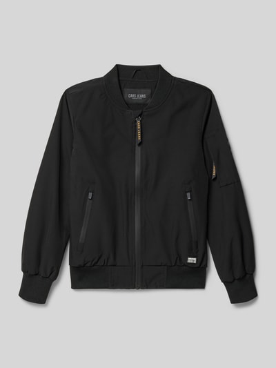 Produktfoto, Regular Fit Jacke mit Stehkragen Modell 'Barnsley' von CARS JEANS in Schwarz, Elastischer-Material-Mix, Reißverschlusstaschen, Logo-Detail
