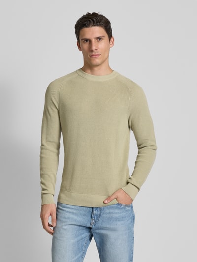 Casual Friday Strickpullover mit Rundhalsausschnitt Modell 'OLIVER' Khaki 4