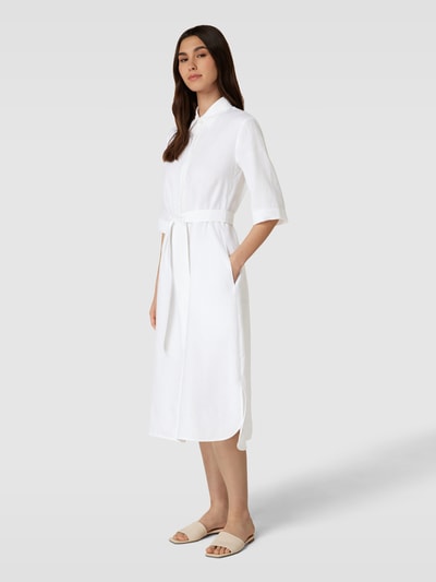 MaxMara Leisure Hemdblusenkleid mit Taillenband Modell 'PRUGNA' Weiss 1