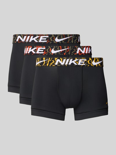 Produktfoto, schwarzer Trunk im 3er-Pack Modell 'ESSENTIAL MICRO' von Nike mit gemustertem Bund, glatte Textur, Herren Pant & Trunk von Nike