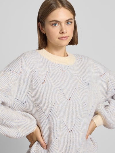 Pieces Comfort Fit Strickpullover mit Woll-Anteil 'JENNA' Hellblau Melange 3