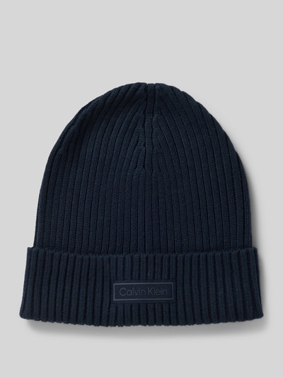 CK Calvin Klein Strickmütze mit Kaschmir-Anteil und Label-Patch Dunkelblau 1