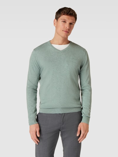 Tom Tailor Strickpullover mit Logo-Stitching Mint Melange 4