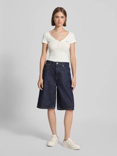 Tommy Jeans Slim Fit T-Shirt in Waffelstrick Offwhite 1