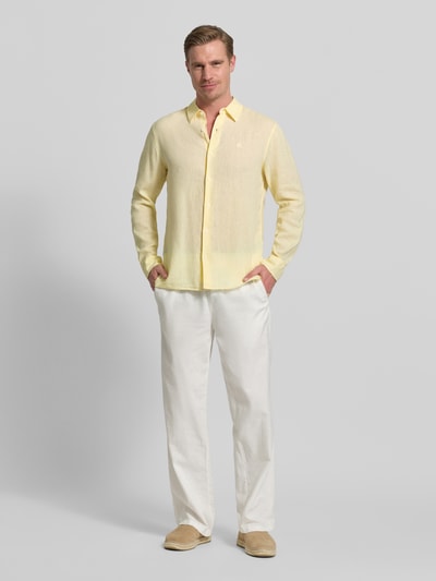 CK Calvin Klein Regular Fit Freizeithemd aus Leinen-Lyocell-Mix Hellgelb 1