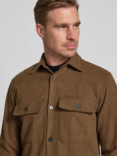 Jack & Jones Premium Regular fit vrijetijdsoverhemd met borstzakken, model 'Rayle' Middenbruin - 3