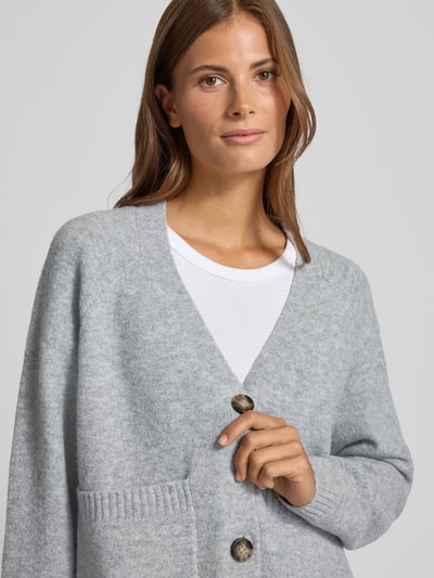 Vero Moda Comfort fit gebreid jack met V-hals, model 'BOOM' Lichtgrijs - 3