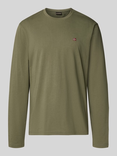 Napapijri Shirt met lange mouwen en logostitching, model 'Salis' Olijfgroen - 2