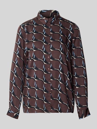 Milano Italy Bluzka koszulowa z wiskozy z kołnierzykiem typu kent Czekoladowy 2