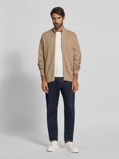 Tommy Hilfiger Regular fit gebreid jack van puur katoen Taupe - 1