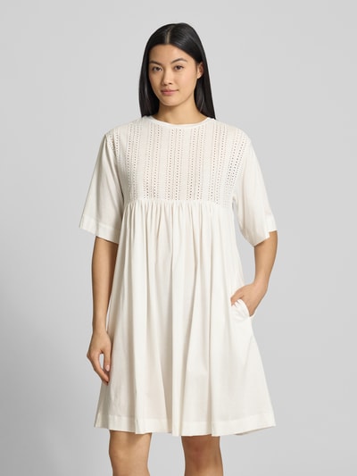Weekend Max Mara Knielanges Kleid mit Lochstickerei Modell 'MORETTO' Weiss 4