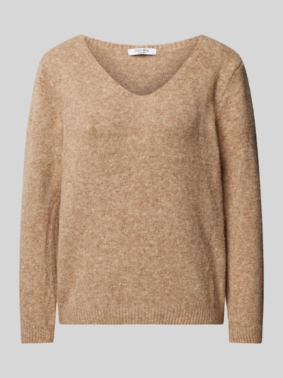 ZABAIONE Gebreide pullover met ribboorden Taupe - 2