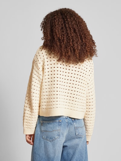 Pieces Loose fit gebreide pullover met brede gebreide kraag, model 'NIZY' Beige - 5