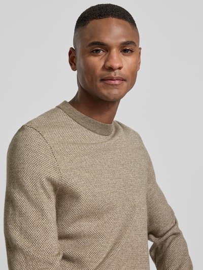 BOSS Regular Fit Strickpullover aus Baumwoll-Schurwoll-Mix Modell 'HESTRO' Schlamm 3