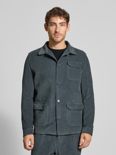 Zuitable Regular fit overshirt met platte kraag, model 'John' Petrol - 4