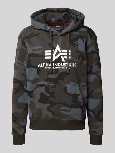 Alpha Industries Hoodie mit Logo-Print und Känguru-Tasche Black 2
