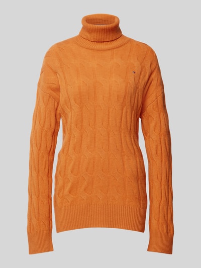 Tommy Hilfiger Wollpullover mit Zopfmuster Modell 'SOFT WOOL' Cognac 2