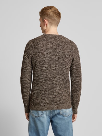 SELECTED HOMME Gebreide pullover met ronde hals, model 'NEWVINCEBUBBL' Lichtbruin - 5