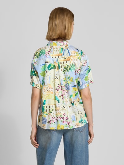 Milano Italy Regular Fit Bluse im Allover-Look Hellblau 5