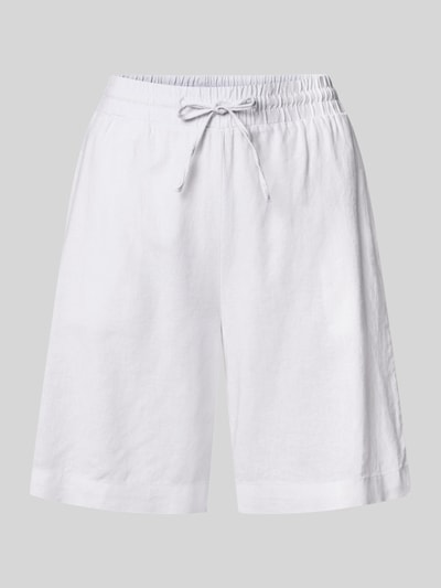 Produktfoto, Leinenshorts mit elastischem Bund Modell 'Lava' von FREE/QUENT, Weiß, Leinen-Mix mit Viskose-Anteil, Loose-Fit, Kordelzug, französische Eingrifftaschen, Bundweite 39 cm, Innenbeinlänge 50 cm, Größe S, glatte Textur