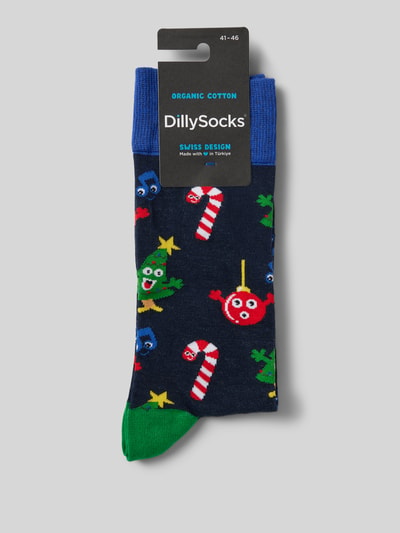 DillySocks Socken mit Motiv-Stitching Modell 'Christmas Choir' Marine 3