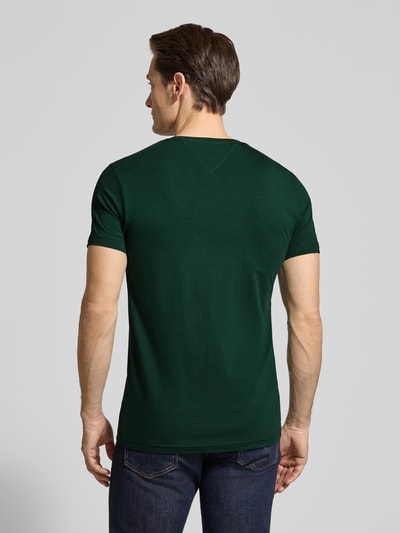 Tommy Hilfiger T-shirt o kroju slim fit z mieszanki bawełny Ciemnozielony 5