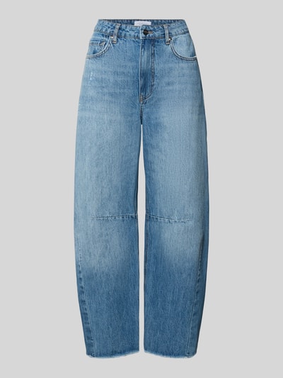Produktfoto, Barrel Fit Jeans mit Fransen von Rich & Royal, reine Baumwolle im Used-Look, blaue Waschung, Eingrifftaschen, gerade Form