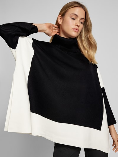 s.Oliver BLACK LABEL Oversized Pullover-Poncho aus Viskose-Mix mit Color-Blocking Black 3