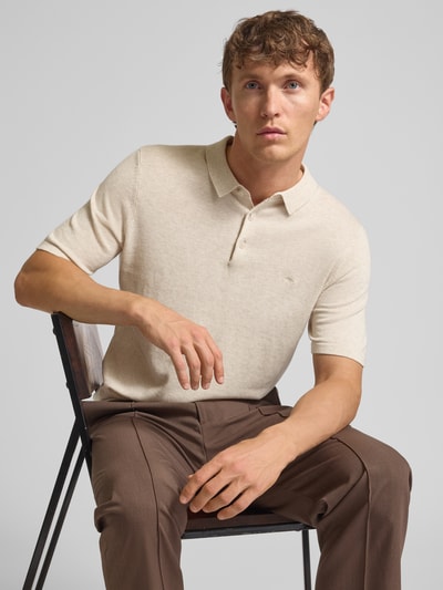 Fynch-Hatton Regular Fit Poloshirt in Strick-Optik Offwhite 3