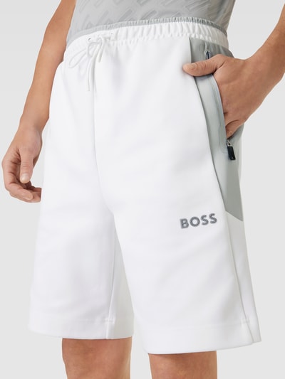 BOSS Green Korte broek met labelapplicatie, model 'Headlo' Wit - 3