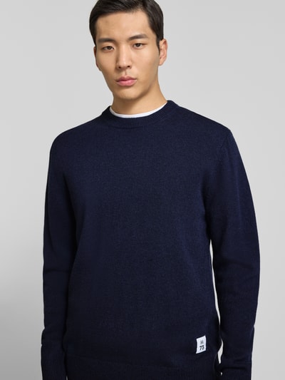 Matinique Gebreide pullover van lamswol met ronde hals Marineblauw - 3