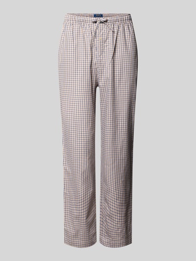 Produktfoto, Regular Fit Pyjama-Hose aus reiner Baumwolle von Polo Ralph Lauren Underwear, feines Karo-Muster in Beige, Blau und Rot, glatte Textur