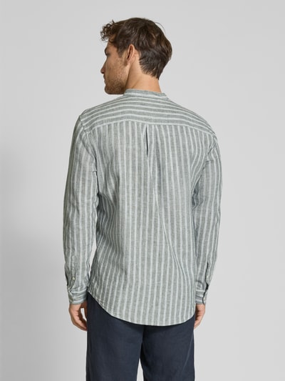 MCNEAL Slim Fit Freizeithemd aus Leinen-Mix mit Maokragen Khaki 5