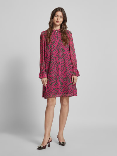 JOOP! Knielange jurk met all-over motief Fuchsia - 1