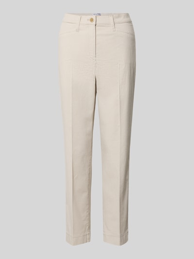 Produktfoto, Regular Fit Chino aus Baumwoll-Mix Modell 'LORELLA' von Raphaela By Brax, Optik:Allover-Muster, Regular, Knopf-Reißverschluss, seitliche Eingrifftaschen, Gesäßtasche, beige Farbe, strukturierte Textur.