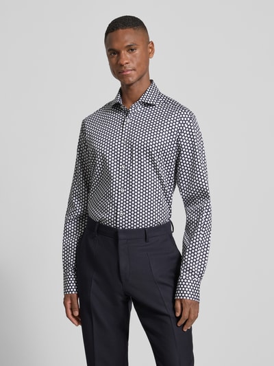 ETERNA Modern fit zakelijk overhemd van katoen met kentkraag Marineblauw - 4