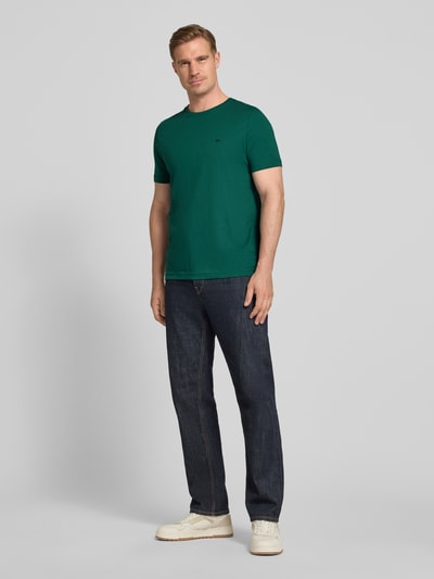 Fynch-Hatton T-Shirt mit Rundhalsausschnitt und Label-Stitching Dunkelgruen 1