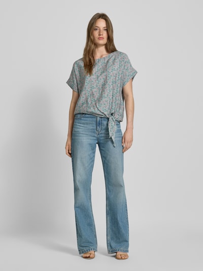 Christian Berg Woman Relaxed Fit Bluse mit Knotendetail Helltuerkis 1