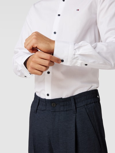 Tommy Hilfiger Tailored Slim fit zakelijk overhemd met labelstitching, model 'SOLID POPLIN' Wit - 3